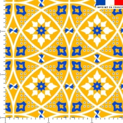 Tissu imperméable motif mosaïque harmonieuse portugaise bleue et jaune