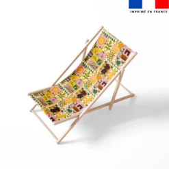 Tissu imperméable motif mosaïque nomade bleu et terracotta