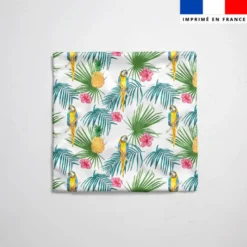 Tissu imperméable motif perroquet ananas et feuille tropicale