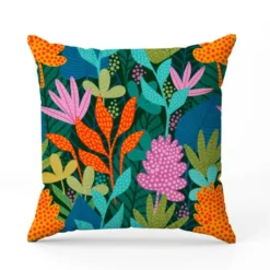 Tissu imperméable motif plante et algue multicolore