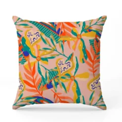 Tissu imperméable motif plante exotique multicolore