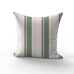 Tissu imperméable motif rayures verticales mauve vert et gris clair