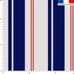 Tissu imperméable motif rayures verticales bleu marine et rouge