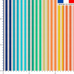 Tissu imperméable motif rayures multicolores