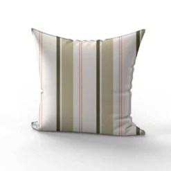 Tissu imperméable motif rayures verticales kaki vert de gris et saumon