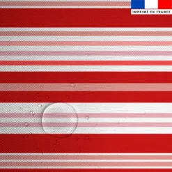 Tissu imperméable motif rayures horizontales rouge et rose poudré