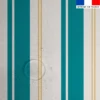 Tissu imperméable motif rayures verticales bleu canard et doré