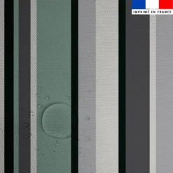 Tissu imperméable motif rayures vertes et grises