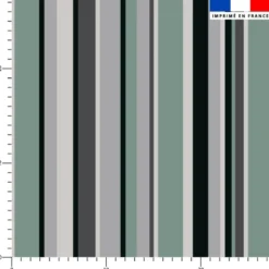 Tissu imperméable motif rayures vertes et grises
