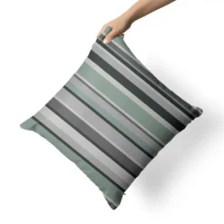 Tissu imperméable motif rayures vertes et grises