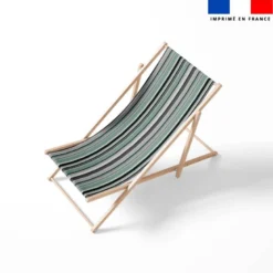 Tissu imperméable motif rayures vertes et grises