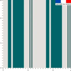 Tissu imperméable motif rayures verticales bleu vert et vert canard