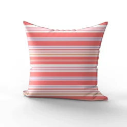 Tissu imperméable motif rayures horizontales rose corail et rose poudré