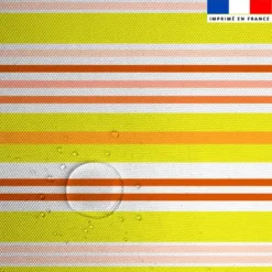 Tissu imperméable motif rayures horizontales jaune et orange