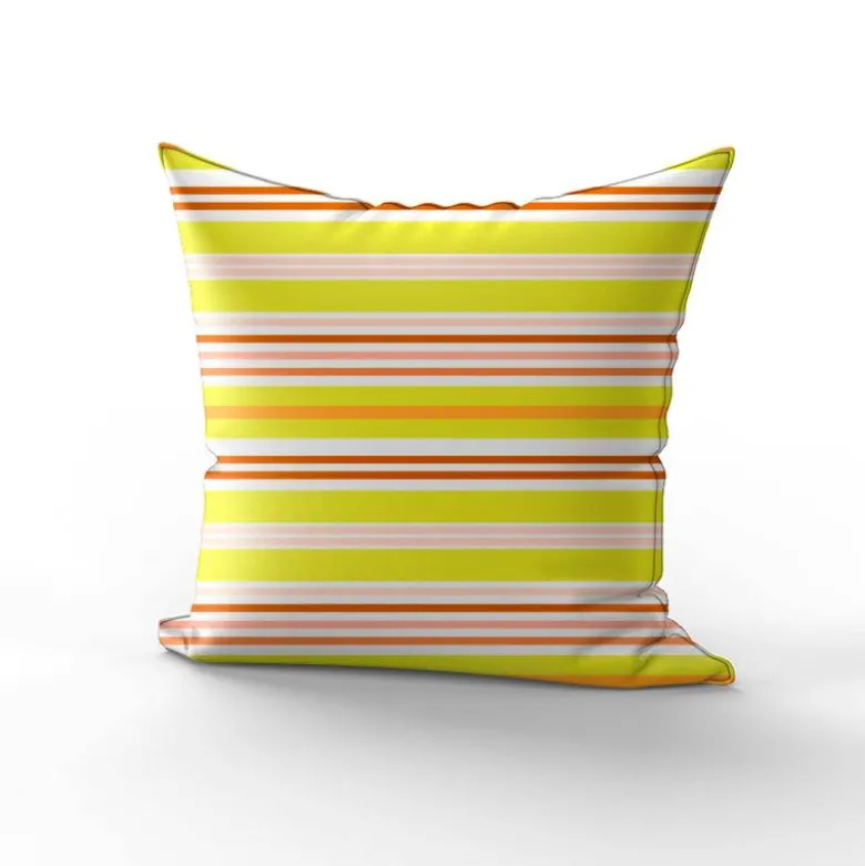 Tissu imperméable motif rayures horizontales jaune et orange