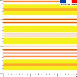 Tissu imperméable motif rayures horizontales jaune et orange