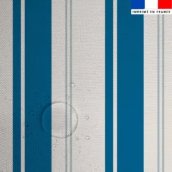 Tissu imperméable motif rayures verticales bleu et bleu glacier