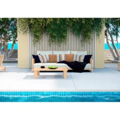 Tissu imperméable motif rayures verticales marine saumon et vert clair