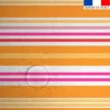 Tissu imperméable motif rayures horizontales mandarine et fuchsia