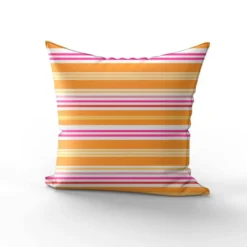 Tissu imperméable motif rayures horizontales mandarine et fuchsia