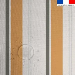 Tissu imperméable motif rayures verticales anthracite orange et gris
