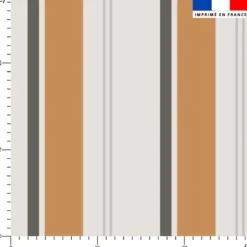 Tissu imperméable motif rayures verticales anthracite orange et gris