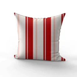 Tissu imperméable motif rayures verticales rouge et saumon