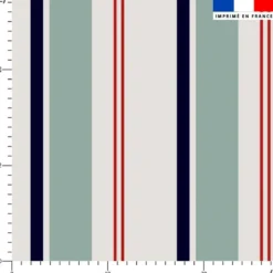 Tissu imperméable motif rayures verticales marine bleu glacier et rouge