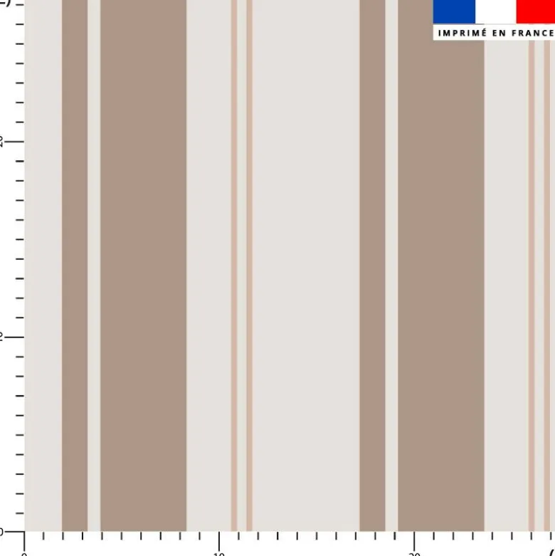 Tissu imperméable motif rayures verticales taupe et beige
