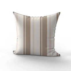 Tissu imperméable motif rayures verticales taupe et beige