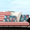 Tissu imperméable motif rayure allongée corail et bleue