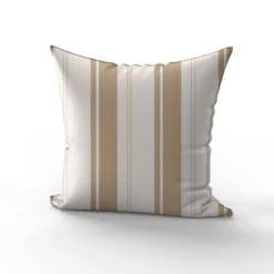 Tissu imperméable motif rayures verticales noisette et beige