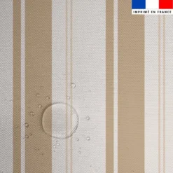 Tissu imperméable motif rayures verticales noisette et beige