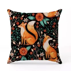 Tissu imperméable motif renard et fleur d'automne