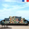 Tissu imperméable motif tropical abstrait multicolore