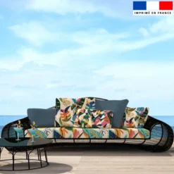 Tissu imperméable motif tropical abstrait multicolore