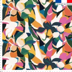 Tissu imperméable motif tropical abstrait multicolore