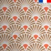 Tissu imperméable motif éventail blanc et corail