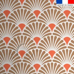 Tissu imperméable motif éventail blanc et corail