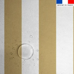 Tissu imperméable à rayures beiges et blanches - 5 cm