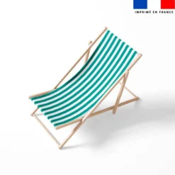 Tissu imperméable à rayures bleu sarcelle et blanches - 5 cm