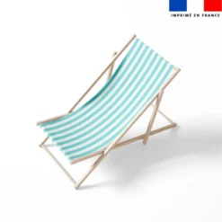 Tissu imperméable à rayures bleu clair et blanches - 5 cm