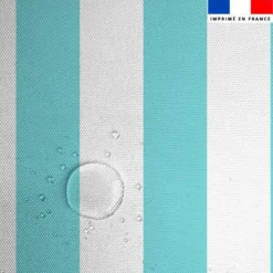 Tissu imperméable à rayures bleu clair et blanches - 5 cm