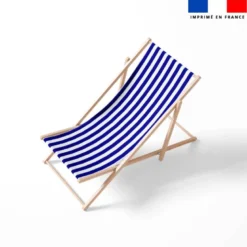 Tissu imperméable à rayures bleu roi et blanches - 5 cm