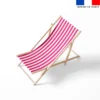 Tissu imperméable à rayures fuchsia et blanches - 5 cm