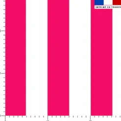 Tissu imperméable à rayures fuchsia et blanches - 5 cm