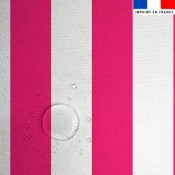 Tissu imperméable à rayures fuchsia et blanches - 5 cm