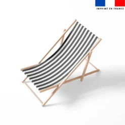 Tissu imperméable à rayures gris foncé et blanches - 5 cm