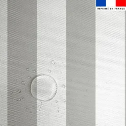Tissu imperméable à rayures gris clair et blanches - 5 cm