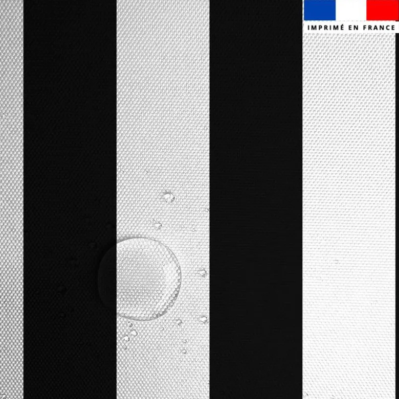 Tissu imperméable à rayures noires et blanches - 5 cm